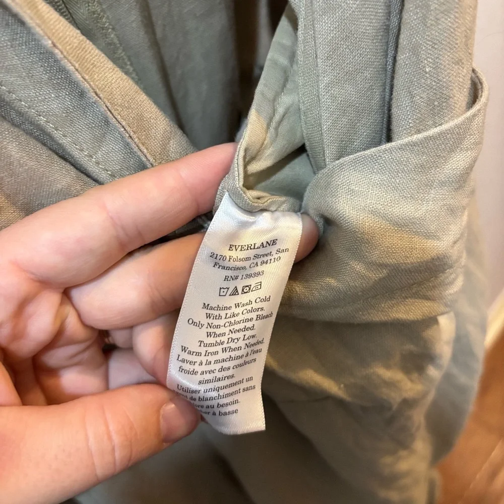 Everlane 100% European Flax Linen Wrap Jumpsuit – Size 0 Neutral Wide Leg